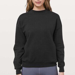 Lululemon • Chill On Crewneck Pullover Black French Terry Cotton Sweatshirt • 12